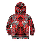 Aotearoa Iwi Ngapuhi Kid Hoodie Maori Wharenui House Tribal Pattern