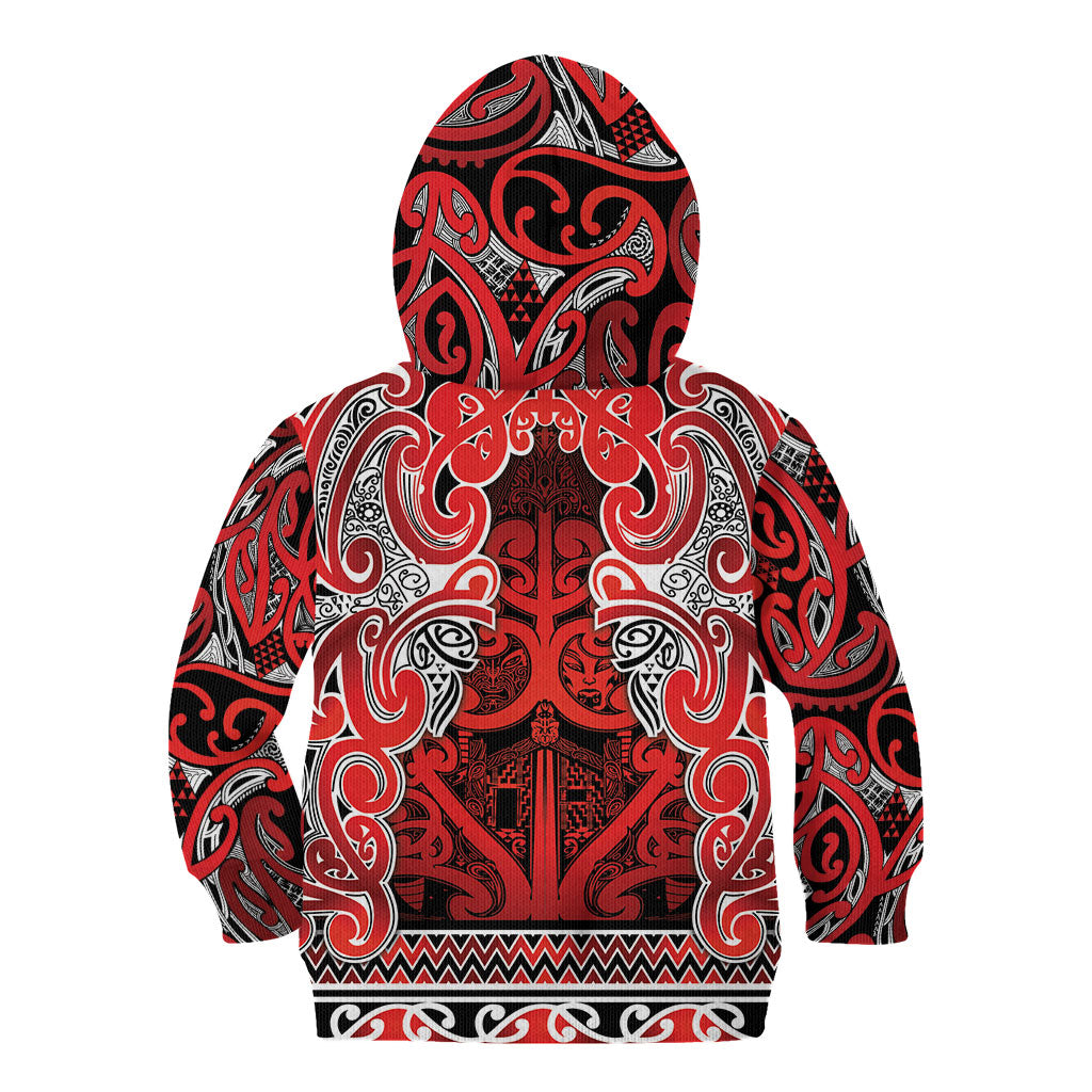 Aotearoa Iwi Ngapuhi Kid Hoodie Maori Wharenui House Tribal Pattern