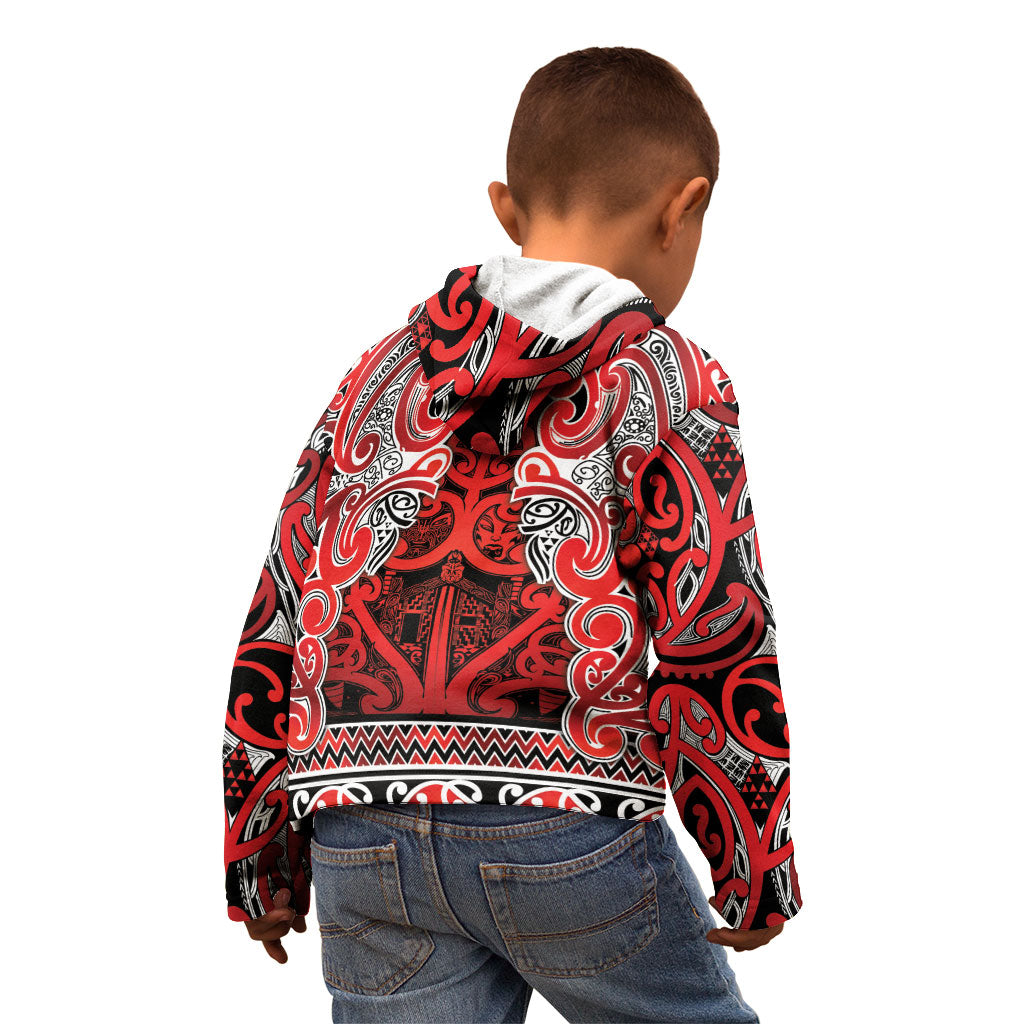 Aotearoa Iwi Ngapuhi Kid Hoodie Maori Wharenui House Tribal Pattern