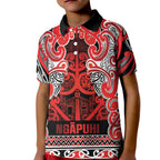 Aotearoa Iwi Ngapuhi Kid Polo Shirt Maori Wharenui House Tribal Pattern