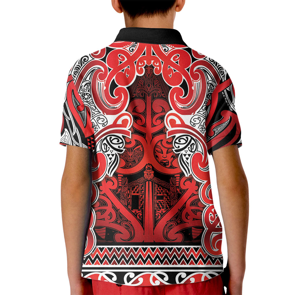 Aotearoa Iwi Ngapuhi Kid Polo Shirt Maori Wharenui House Tribal Pattern
