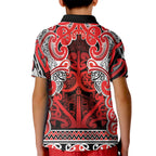 Aotearoa Iwi Ngapuhi Kid Polo Shirt Maori Wharenui House Tribal Pattern