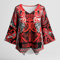 Aotearoa Iwi Ngapuhi Kimono Sleeve Blouse Maori Wharenui House Tribal Pattern
