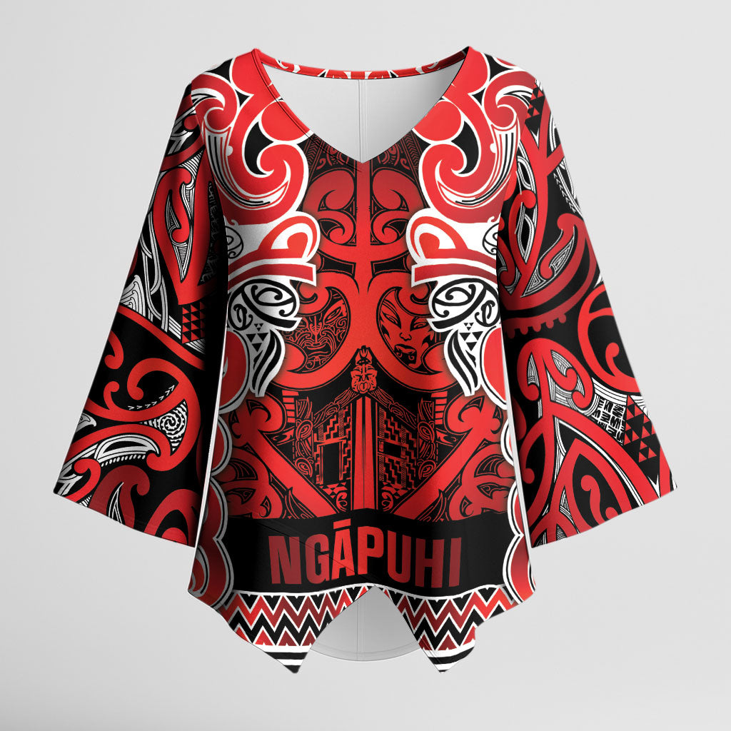 Aotearoa Iwi Ngapuhi Kimono Sleeve Blouse Maori Wharenui House Tribal Pattern