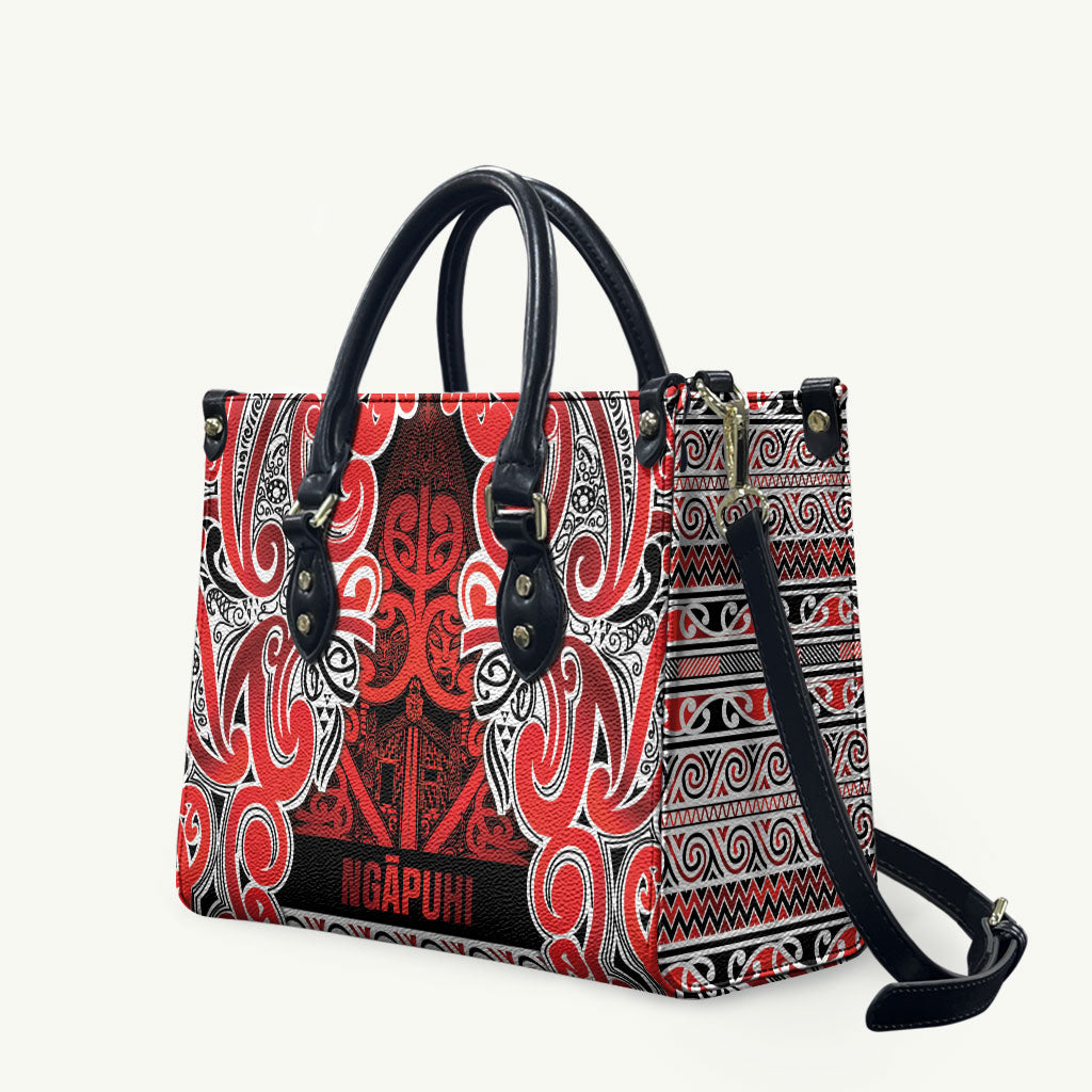Aotearoa Iwi Ngapuhi Leather Bag Maori Wharenui House Tribal Pattern