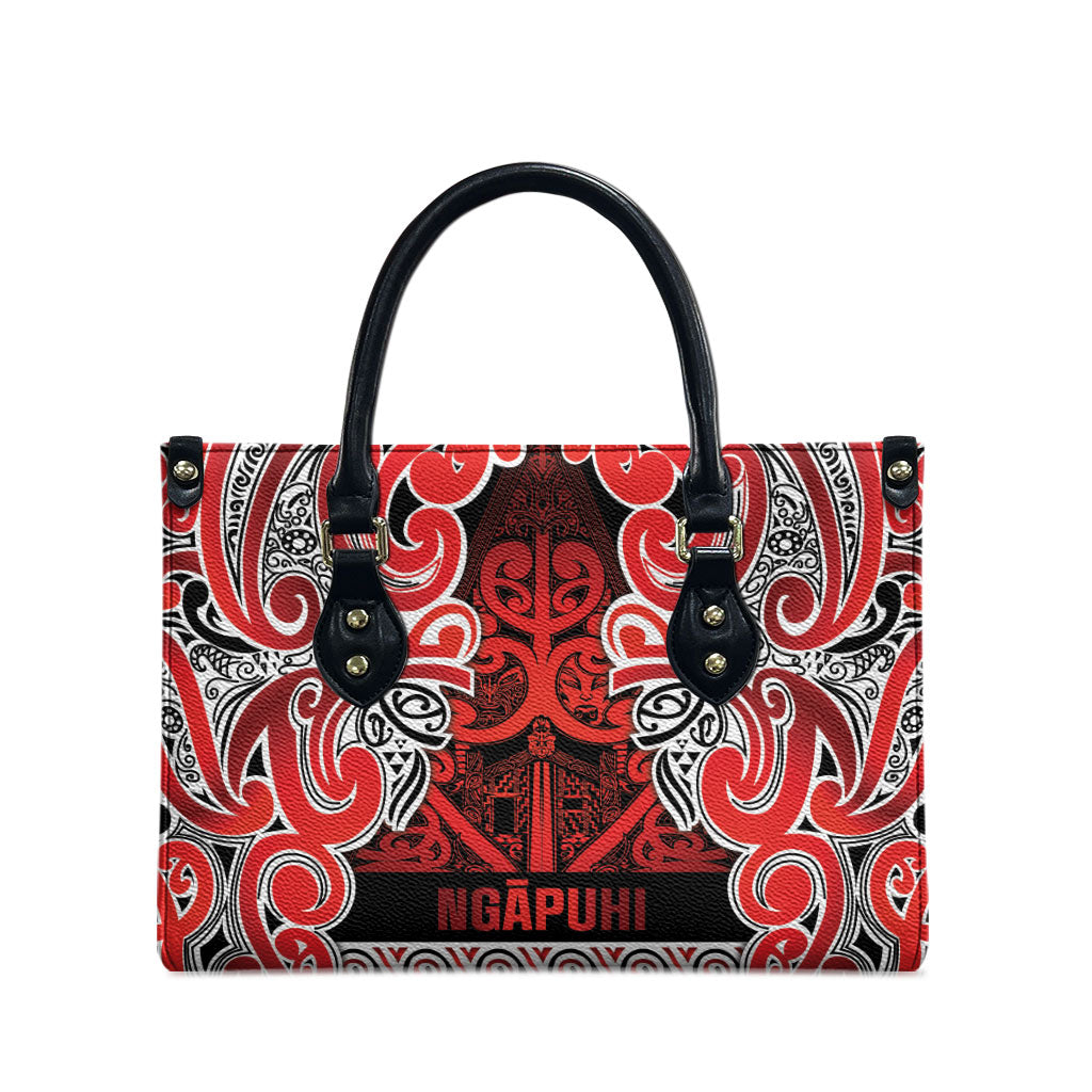 Aotearoa Iwi Ngapuhi Leather Bag Maori Wharenui House Tribal Pattern