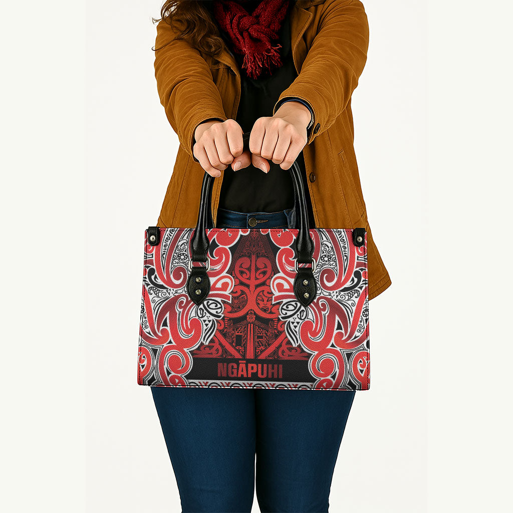 Aotearoa Iwi Ngapuhi Leather Bag Maori Wharenui House Tribal Pattern
