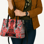 Aotearoa Iwi Ngapuhi Leather Bag Maori Wharenui House Tribal Pattern