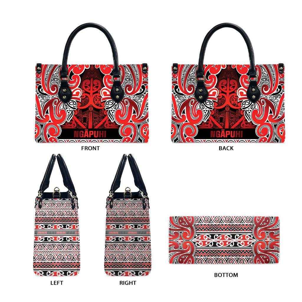 Aotearoa Iwi Ngapuhi Leather Bag Maori Wharenui House Tribal Pattern