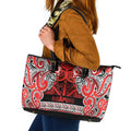 Aotearoa Iwi Ngapuhi Leather Tote Bag Maori Wharenui House Tribal Pattern