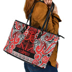 Aotearoa Iwi Ngapuhi Leather Tote Bag Maori Wharenui House Tribal Pattern