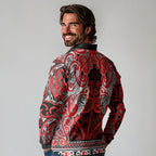 Aotearoa Iwi Ngapuhi Long Sleeve Polo Shirt Maori Wharenui House Tribal Pattern