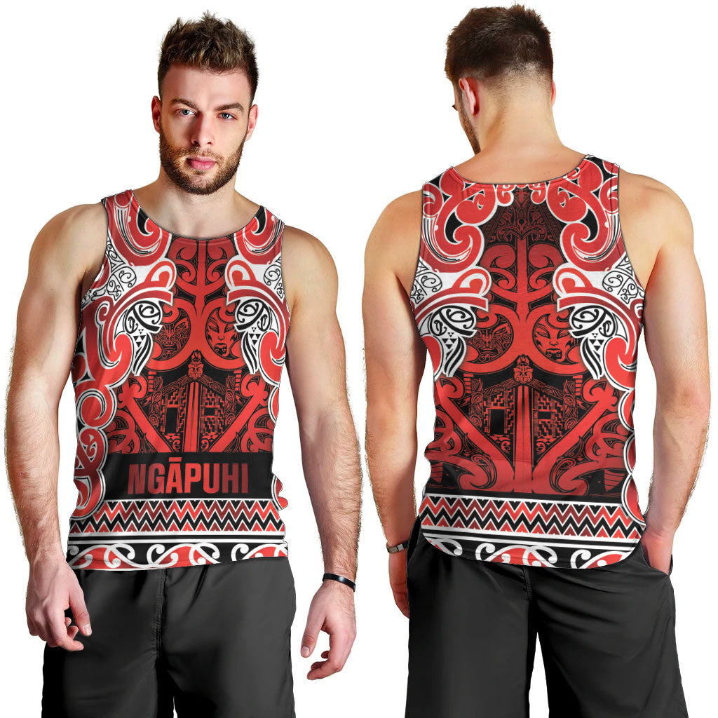 Aotearoa Iwi Ngapuhi Men Tank Top Maori Wharenui House Tribal Pattern
