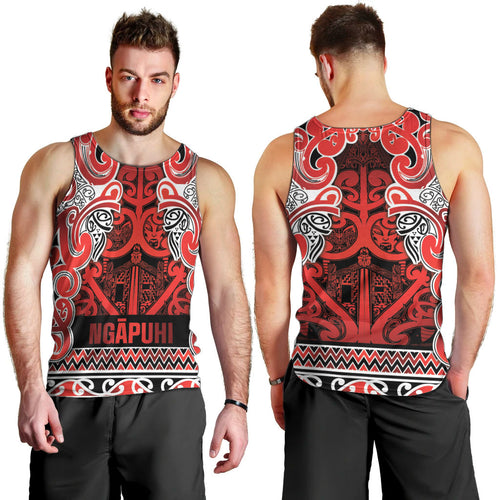Aotearoa Iwi Ngapuhi Men Tank Top Maori Wharenui House Tribal Pattern