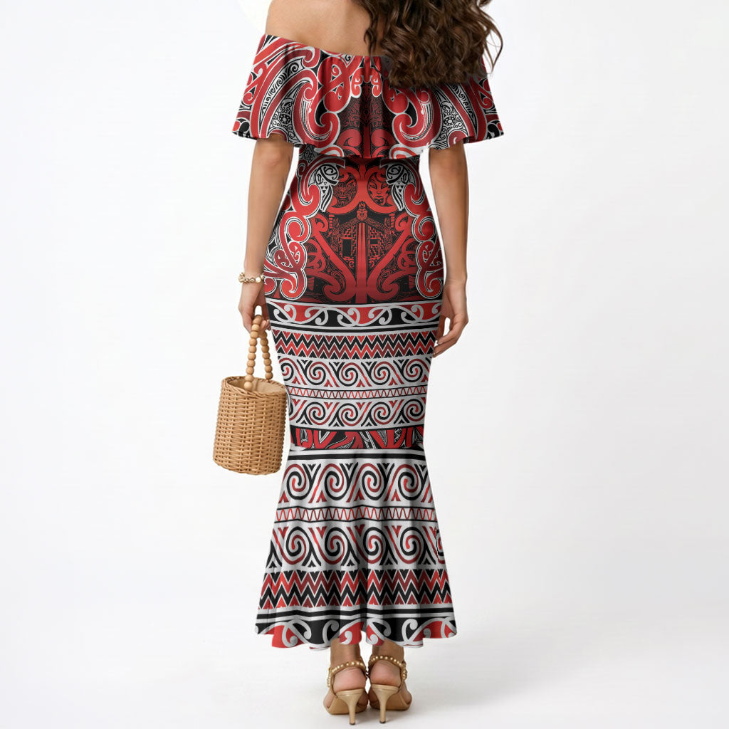 Aotearoa Iwi Ngapuhi Mermaid Dress Maori Wharenui House Tribal Pattern