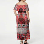 Aotearoa Iwi Ngapuhi Off Shoulder Maxi Dress Maori Wharenui House Tribal Pattern