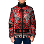 Aotearoa Iwi Ngapuhi Padded Jacket Maori Wharenui House Tribal Pattern