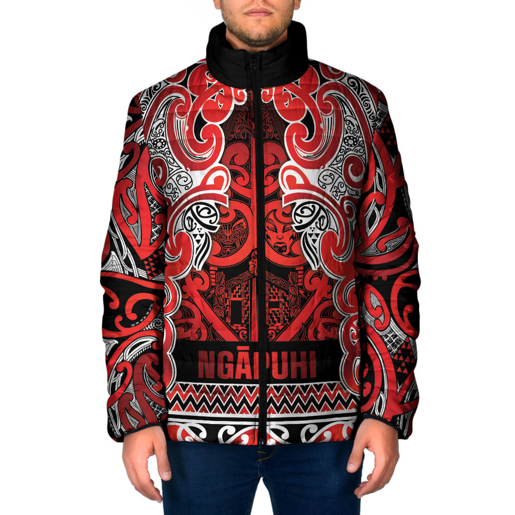 Aotearoa Iwi Ngapuhi Padded Jacket Maori Wharenui House Tribal Pattern