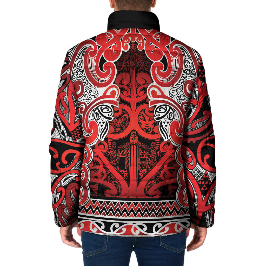 Aotearoa Iwi Ngapuhi Padded Jacket Maori Wharenui House Tribal Pattern