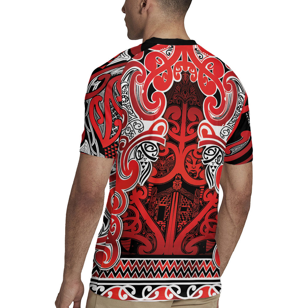 Aotearoa Iwi Ngapuhi Rugby Jersey Maori Wharenui House Tribal Pattern