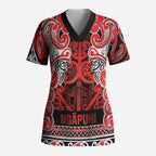 Aotearoa Iwi Ngapuhi Scrub Top Maori Wharenui House Tribal Pattern