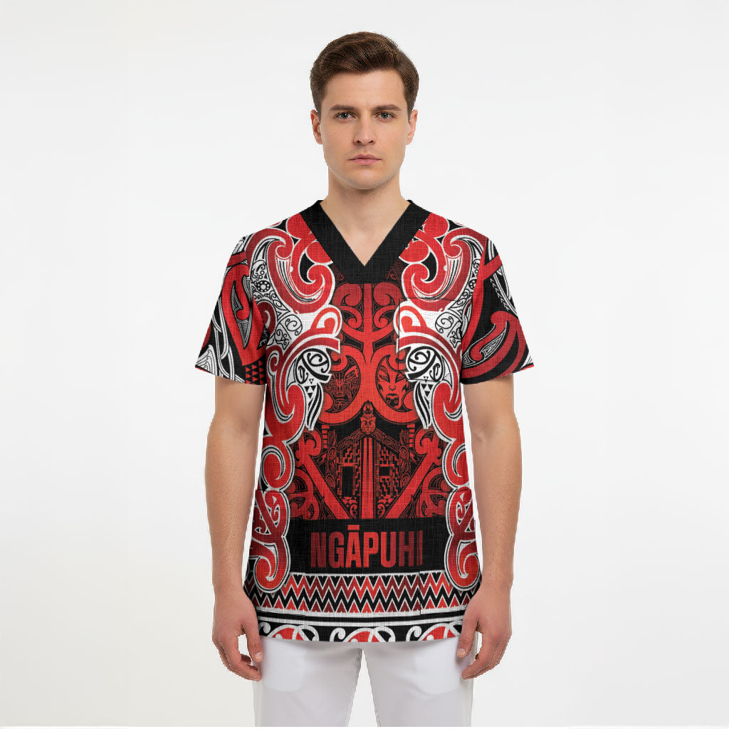 Aotearoa Iwi Ngapuhi Scrub Top Maori Wharenui House Tribal Pattern