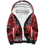 Aotearoa Iwi Ngapuhi Sherpa Hoodie Maori Wharenui House Tribal Pattern