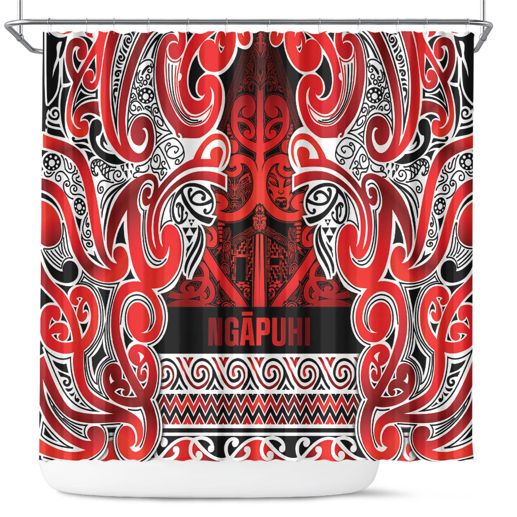 Aotearoa Iwi Ngapuhi Shower Curtain Maori Wharenui House Tribal Pattern