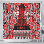 Aotearoa Iwi Ngapuhi Shower Curtain Maori Wharenui House Tribal Pattern