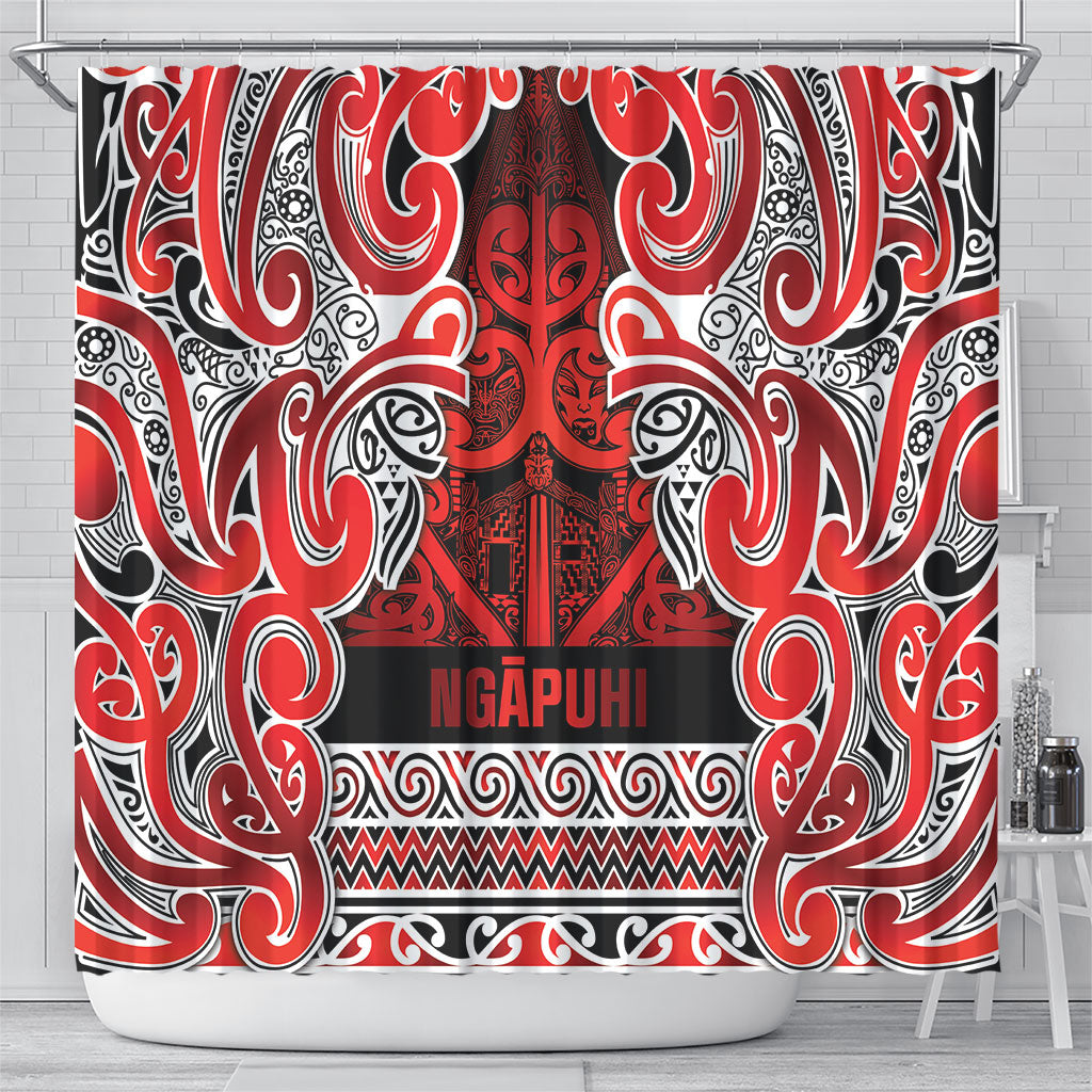 Aotearoa Iwi Ngapuhi Shower Curtain Maori Wharenui House Tribal Pattern
