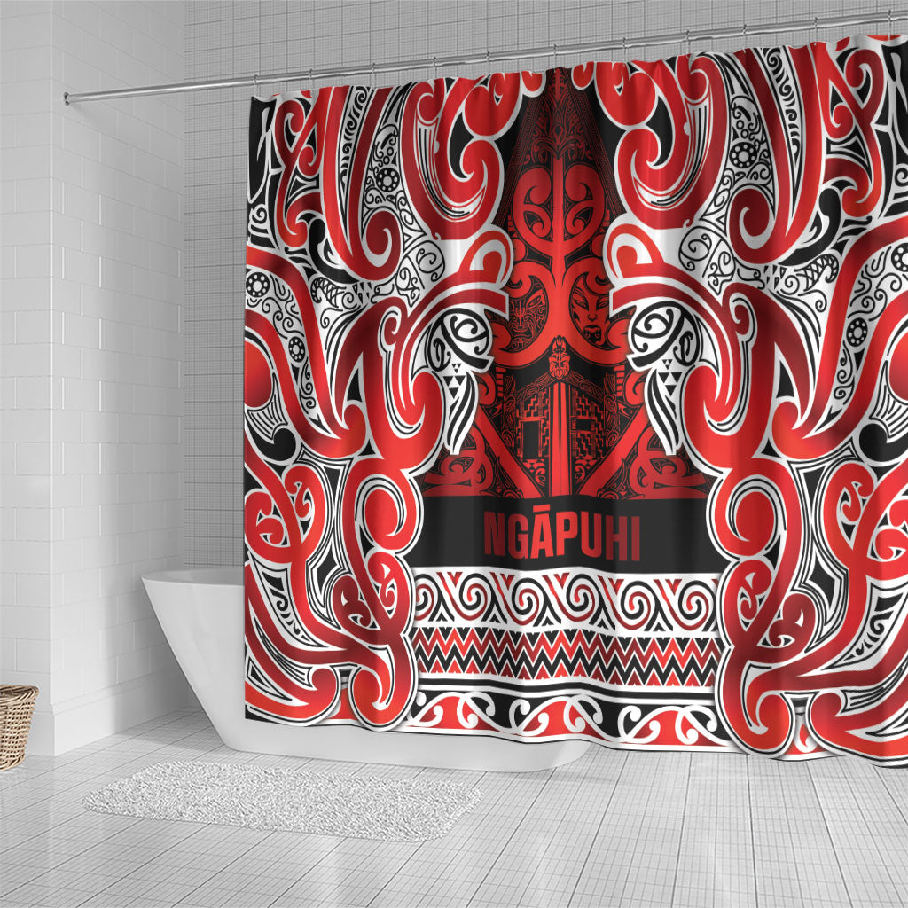 Aotearoa Iwi Ngapuhi Shower Curtain Maori Wharenui House Tribal Pattern