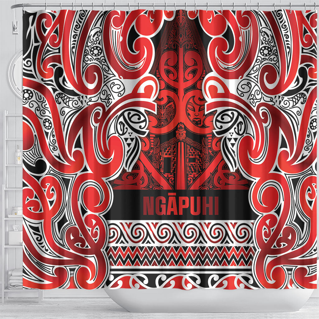 Aotearoa Iwi Ngapuhi Shower Curtain Maori Wharenui House Tribal Pattern