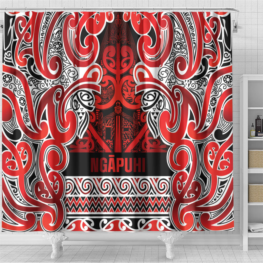 Aotearoa Iwi Ngapuhi Shower Curtain Maori Wharenui House Tribal Pattern