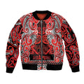 Aotearoa Iwi Ngapuhi Sleeve Zip Bomber Jacket Maori Wharenui House Tribal Pattern
