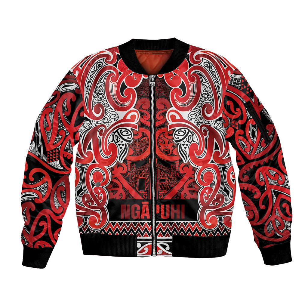 Aotearoa Iwi Ngapuhi Sleeve Zip Bomber Jacket Maori Wharenui House Tribal Pattern