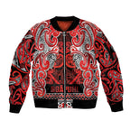 Aotearoa Iwi Ngapuhi Sleeve Zip Bomber Jacket Maori Wharenui House Tribal Pattern
