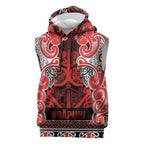 Aotearoa Iwi Ngapuhi Sleeveless Hoodie Maori Wharenui House Tribal Pattern