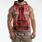 Aotearoa Iwi Ngapuhi Sleeveless Hoodie Maori Wharenui House Tribal Pattern