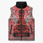 Aotearoa Iwi Ngapuhi Sleeveless Puffer Jacket Maori Wharenui House Tribal Pattern