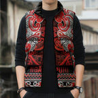 Aotearoa Iwi Ngapuhi Sleeveless Puffer Jacket Maori Wharenui House Tribal Pattern