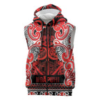 Aotearoa Iwi Ngapuhi Sleeveless Zip Hoodie Maori Wharenui House Tribal Pattern