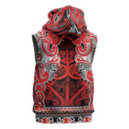 Aotearoa Iwi Ngapuhi Sleeveless Zip Hoodie Maori Wharenui House Tribal Pattern