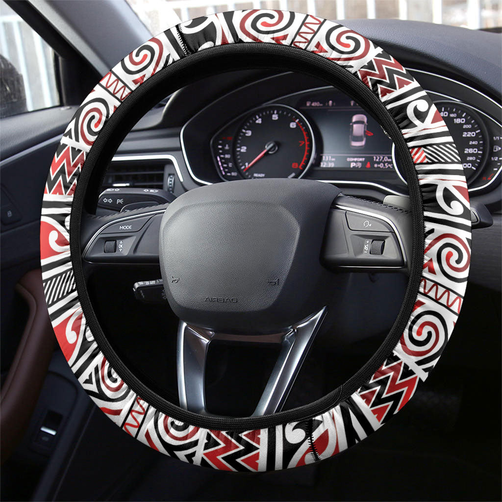 Aotearoa Iwi Ngapuhi Steering Wheel Cover Maori Wharenui House Tribal Pattern