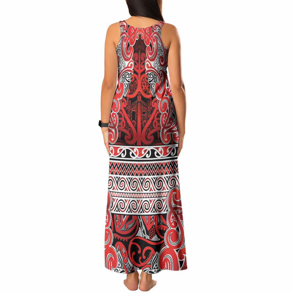 Aotearoa Iwi Ngapuhi Tank Maxi Dress Maori Wharenui House Tribal Pattern