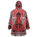 Aotearoa Iwi Ngapuhi Wearable Blanket Hoodie Maori Wharenui House Tribal Pattern
