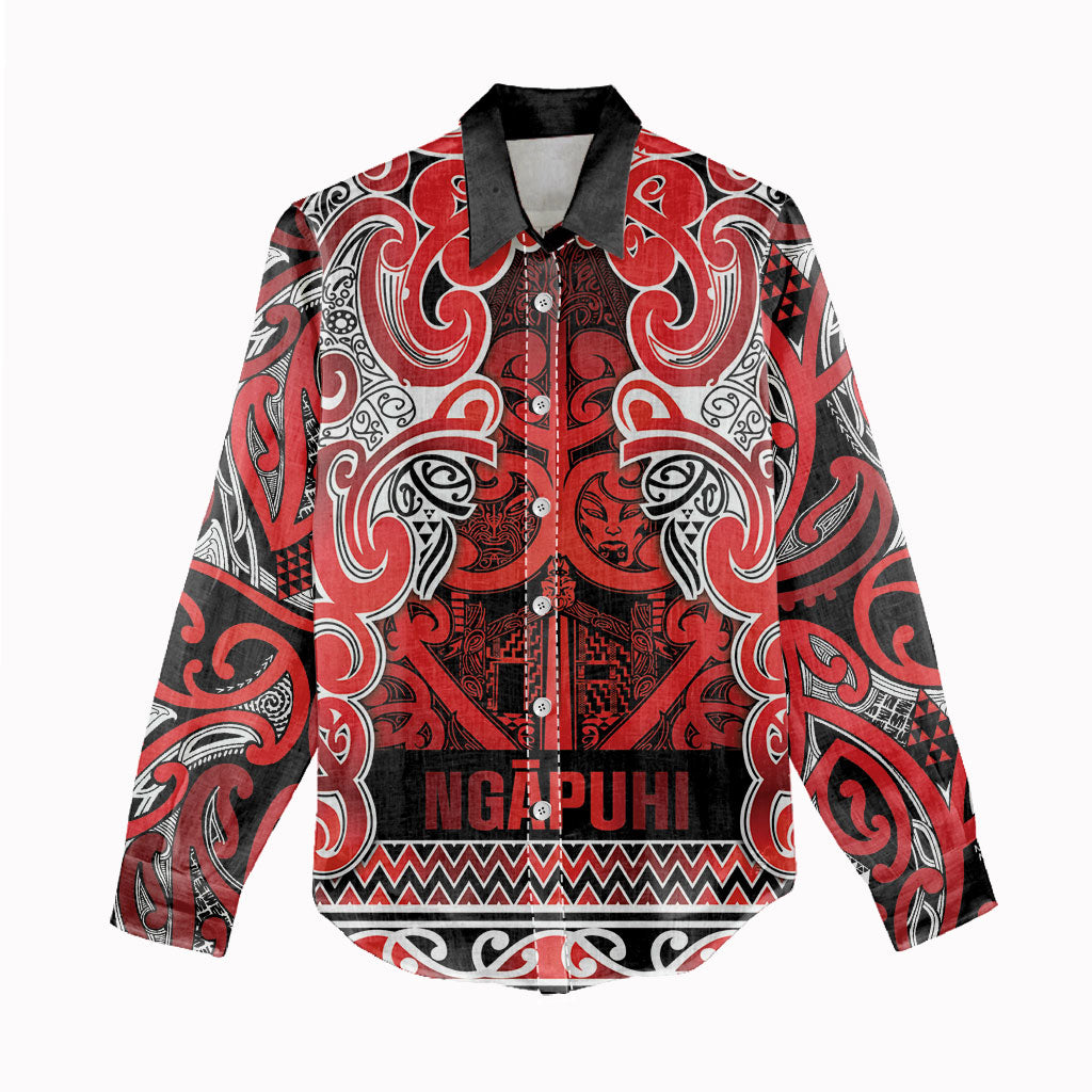 Aotearoa Iwi Ngapuhi Women Casual Shirt Maori Wharenui House Tribal Pattern