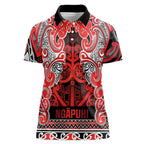 Aotearoa Iwi Ngapuhi Women Polo Shirt Maori Wharenui House Tribal Pattern