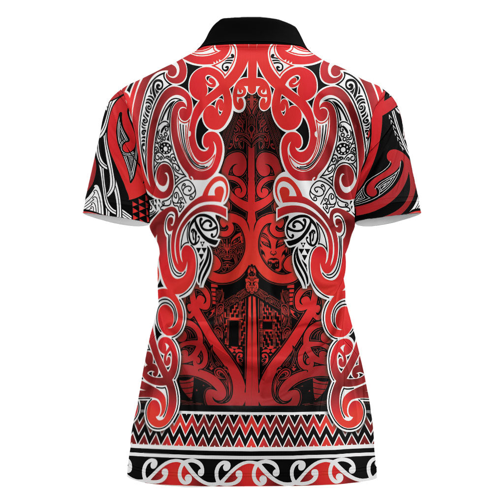 Aotearoa Iwi Ngapuhi Women Polo Shirt Maori Wharenui House Tribal Pattern