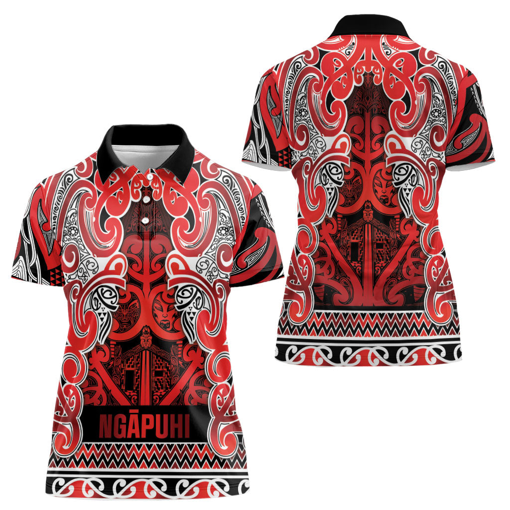 Aotearoa Iwi Ngapuhi Women Polo Shirt Maori Wharenui House Tribal Pattern