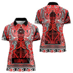 Aotearoa Iwi Ngapuhi Women Polo Shirt Maori Wharenui House Tribal Pattern